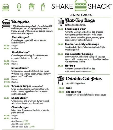 Shake Shack Menu, Menu for Shake Shack, Covent Garden, London - Zomato UK