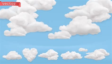 Dibujos animados de nubes cielo, conjunto de iconos de vector realista ...