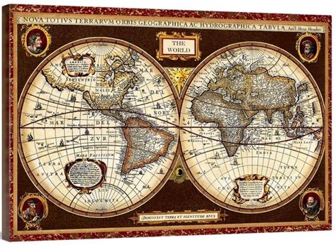 At Auction: Vintage Style World Map Canvas Reproduction Print