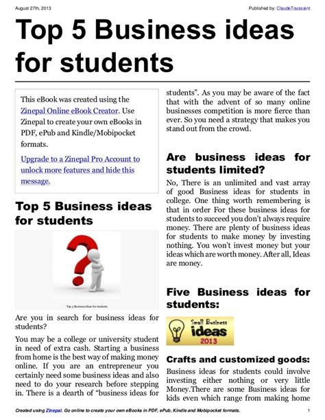 Top 5 business ideas for students