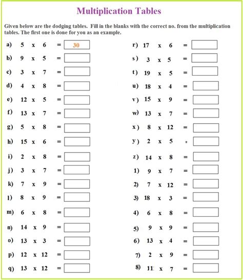 Printable Multiplication Table Chart Template in PDF & Word 23 ...