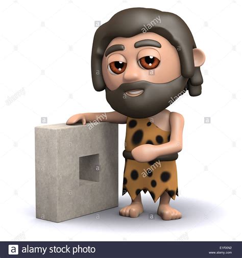 3d Prehistoric caveman invents the wheel Stock Photo - Alamy