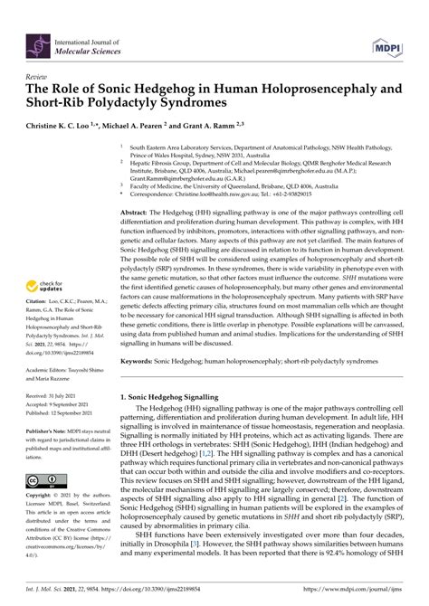 (PDF) The Role of Sonic Hedgehog in Human Holoprosencephaly and Short ...