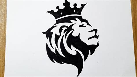 Lion With Crown Drawing Tattoo