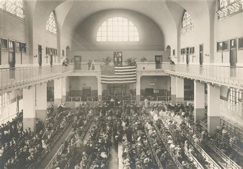 Main Hall at Ellis Island's Immigration Station, NYC in 1902