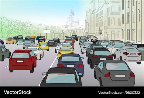 Traffic jam cars Royalty Free Vector Image - VectorStock