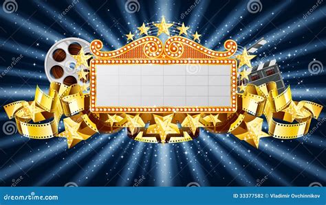 Movie Clapper Board And Golden Film Reel Royalty-Free Cartoon ...