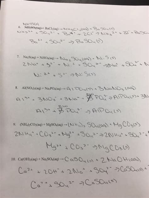 Solved Precipitation Reactions Worksheet Write chemical, | Chegg.com