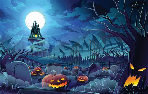 Halloween Night Scenery Concept 3019314 Vector Art at Vecteezy