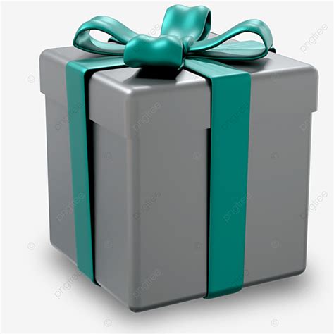 Gift Ribbon 3d Vector, 3d Grey Gift Box With Cyan Ribbon, 3d, Grey ...