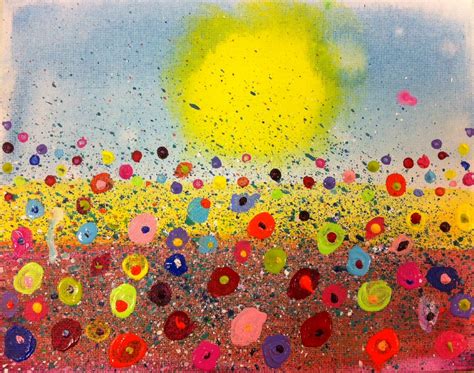 Angela Anderson Art Blog: Fun Splatter Floral Paintings - Kid's Art Class