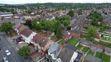 High Angle Footage of Luton City of England UK During Cloudy Day. July ...