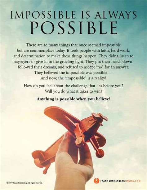 Impossible Is Always Possible — Frank Sonnenberg Online