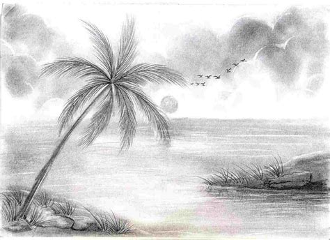 Sunrise Pencil Drawing at PaintingValley.com | Explore collection of ...