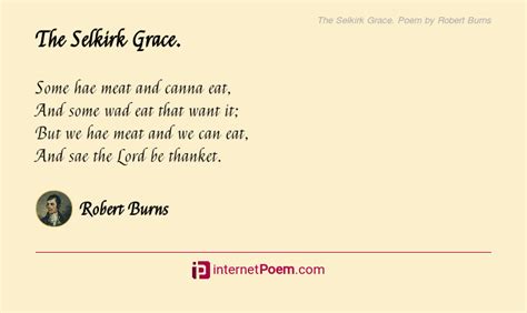 The Selkirk Grace. Poem by Robert Burns