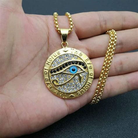 Gold Eye of Horus Crystal Pendant Stainless Steel Freemason | Etsy