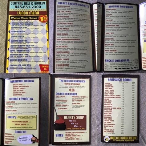 Menu at Central Deli restaurant, Florida