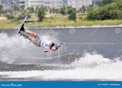 Water Ski In Action: Woman Shortboard Tricks Editorial Stock Image ...