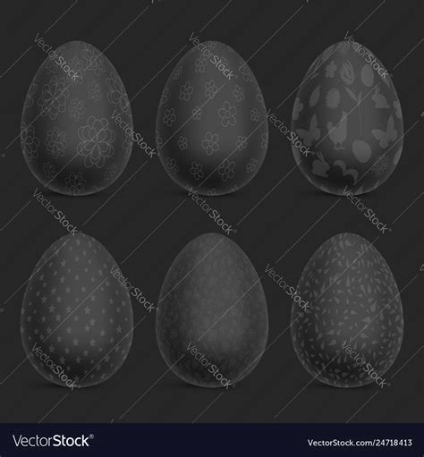 Set of black easter eggs Royalty Free Vector Image