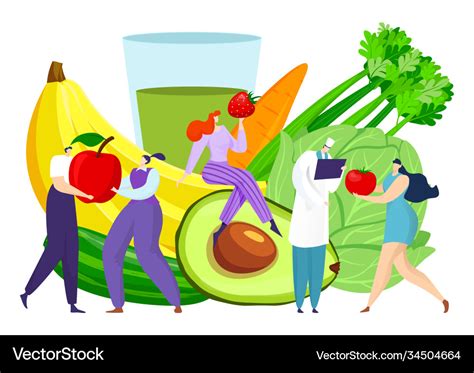 Eating healthy food cartoon nutrition with fresh Vector Image