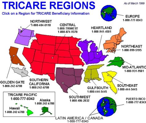 This map depicts the U.S. and overseas TRICARE regions, with toll-free ...