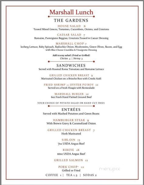 Menu of Marshall Steakhouse in Holly Springs, MS 38635