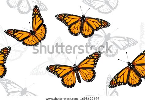 Monarch Butterfly Set Seamless Vector Pattern Stock Vector (Royalty ...