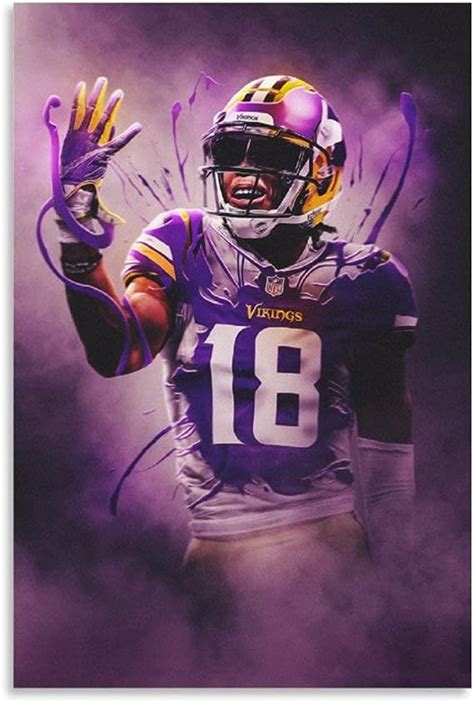 NFL Justin Jefferson Minnesota Vikings Sports Canvas Art Poster and ...