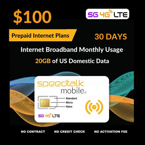 $100 A Month Data Only Plan 20GB SIM Card for Broadband Devices.