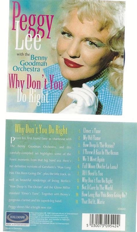 PEGGY LEE - WHY DON'T YOU DO RIGHT ?, Peggy Lee | CD (album) | Muziek | bol