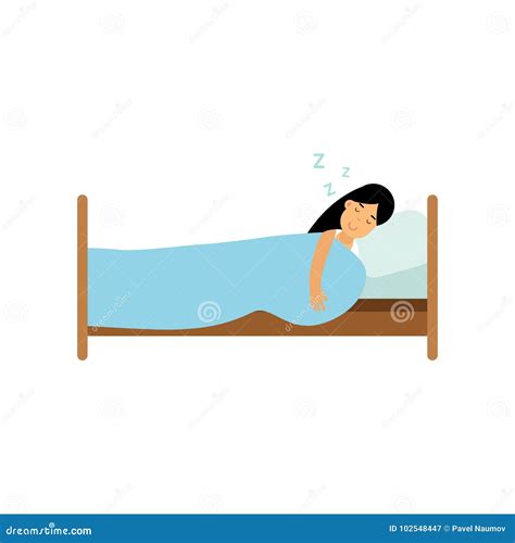 Teen Brunette Girl Sleeping in Her Bed Cartoon Vector Illustration ...