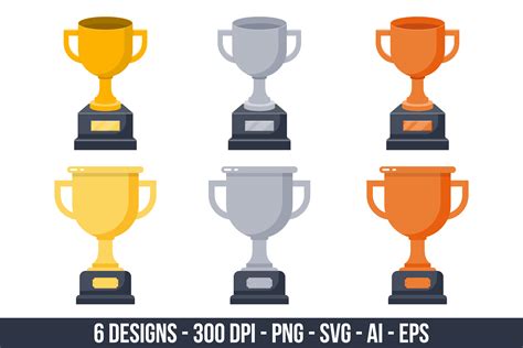 Gold, Silver and Bronze Trophy Clipart Graphic by Creativeclipcloud ...