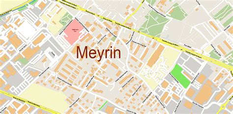 Meyrin Switzerland Vector Map high detailed All Roads Streets editable ...