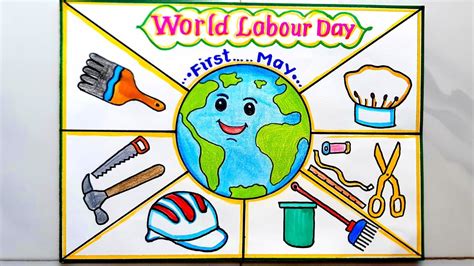 World Labour Day Drawing Easy Steps//World Labour Day Poster Drawing ...