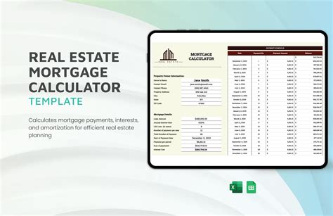 Real Estate Mortgage Calculator in Excel, Google Sheets - Download ...