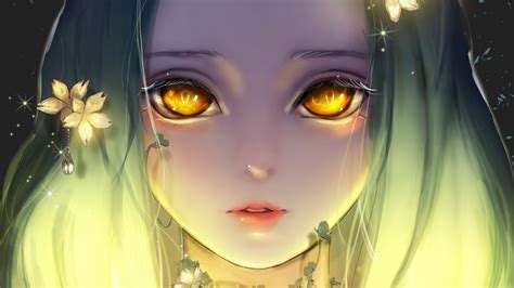 Yellow Eyes Flowers Glare Anime Girl HD Anime Girl Wallpapers | HD ...