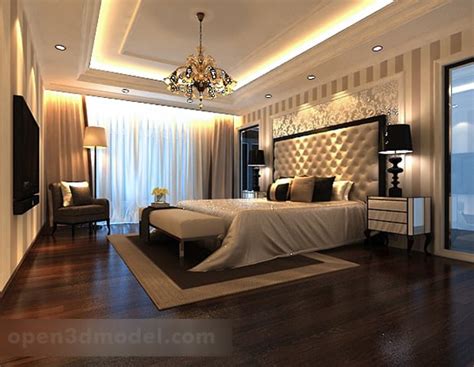 Modern European Style Bedroom Interior 3d Model - .Max, .Vray - Open3dModel