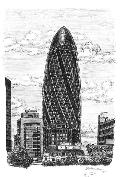 Gherkin Building London - Original drawings, prints and limited ...