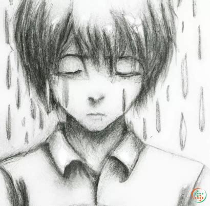 Pencil Drawing Of Sad Anime Boy In The Rain | Artificial Design