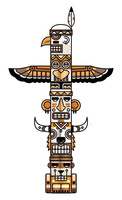 Totem Pole Art, Tiki Totem, Totem Pole Drawing, Totem Tattoo, Native ...