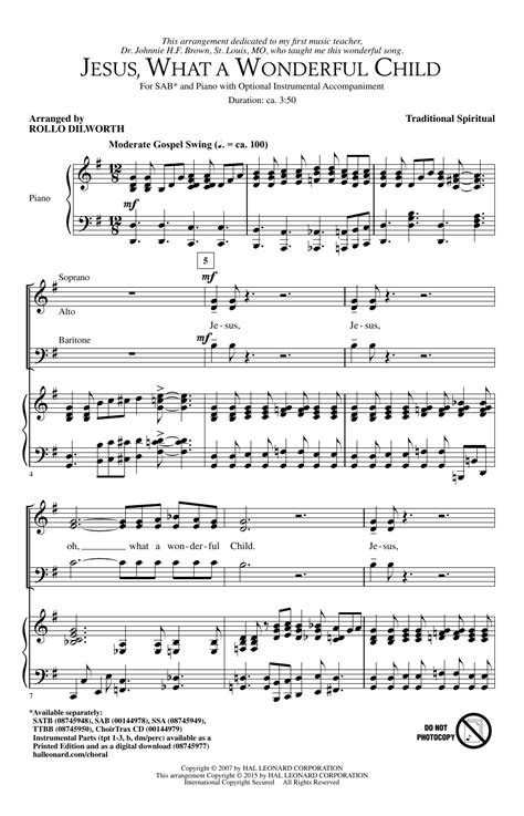 Jesus, What A Wonderful Child | Sheet Music Direct