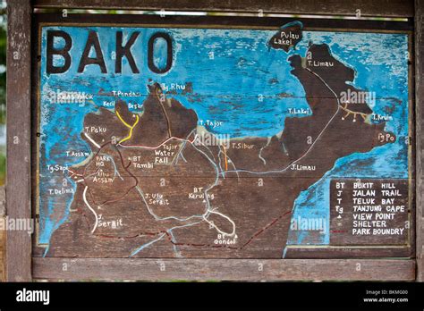 Karte von Bako Nationalpark. Im Jahr 1957 gegründete ist Bako der ...