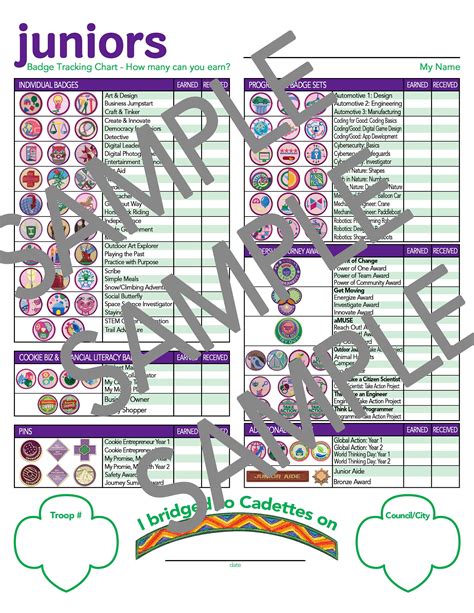 Girl Scouts Juniors Badge Tracking Chart UPDATED for 2024-2025 Instant ...