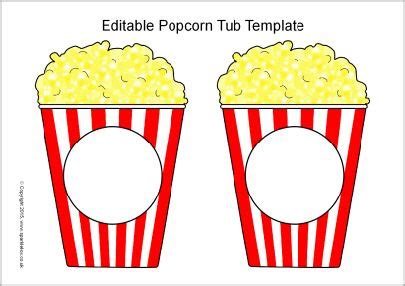 Editable popcorn tub templates (SB11152) - SparkleBox | Popcorn box ...