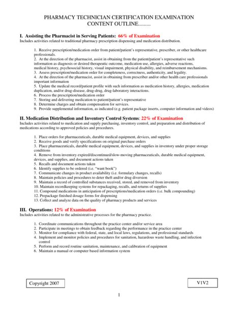 pharmacy technician certification examination content outline......