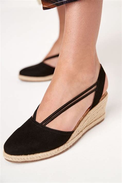 Womens Next Black Closed Toe Espadrille Low Wedges - Black | Sandalias ...