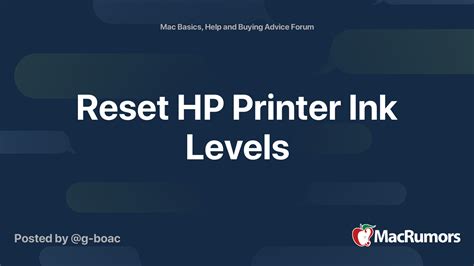 Reset HP Printer Ink Levels | MacRumors Forums