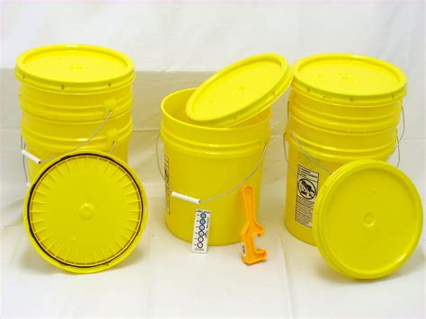 Buy Bucket Kit, Five 90 mil Yellow Food Grade 5 Gallon Buckets with ...