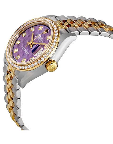 Replica Rolex Datejust Violet Stripe Diamond Dial Automatic Lady Watch ...