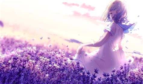 Download Cute Girl Purple Anime Aesthetic Wallpaper | Wallpapers.com